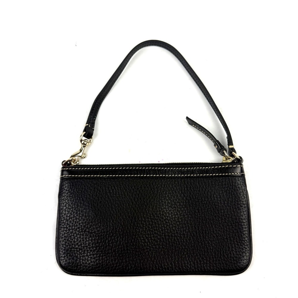 Dooney & Bourke Wristlet Black Pebbled Leather Clutch Preppy Red Interior NEW - Picture 3 of 6